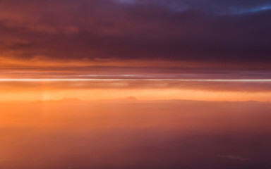 sunset / dusk colours view from airplane