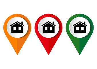 House, home concept vector icon set, flat design real estate pointers, infographic template