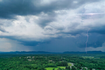 Summer storm with lightning strike