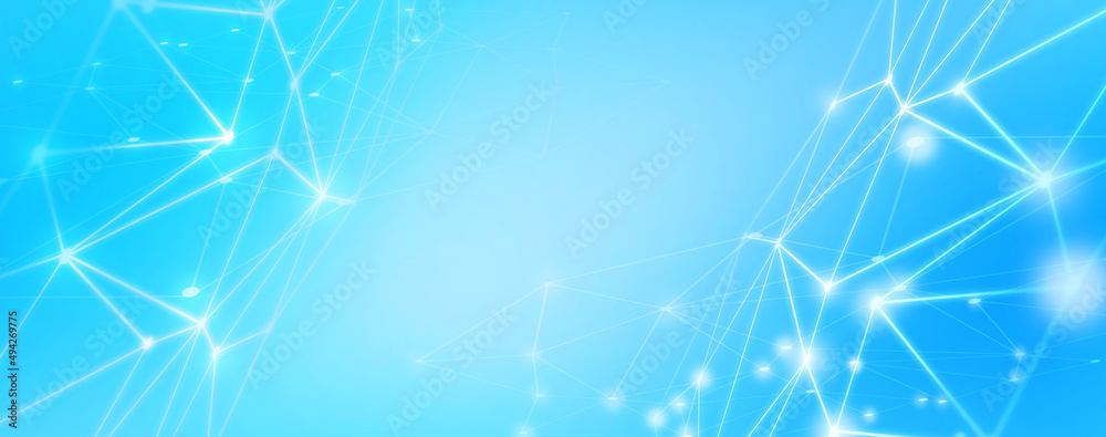 Sticker panoramic abstract dot and triangle connection background., the world is connect and smaller concept