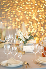 table setting.  Decorating tables. Wedding decor. Holiday dishes. Catering. dishes