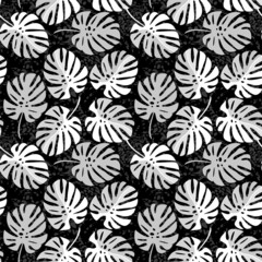 Vector - tropic plants, monstera leaves seamless pattern.
