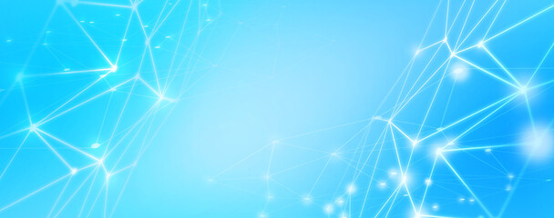 Fototapeta premium Panoramic abstract dot and triangle connection background., The world is connect and smaller concept, Digital futuristic Earth minimalism background