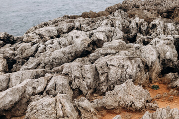 Beautiful view to ocean rocky cliffs in Cascais