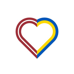 heart ribbon icon of latvia and ukraine flags. vector illustration isolated on white background	
