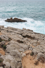 view over Atlantic ocean coast, Cabo da Roca, Portugal
Waves crashing against shoreline on Beach