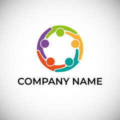 Charity logo design template. People group and community logo design. Vector illustration