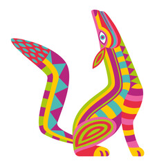 Isolated colored fox alebrije mexican traditional cartoon Vector illustration - obrazy, fototapety, plakaty