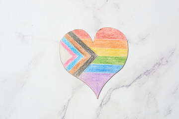 New LGBT flag, heart with rainbow colors.