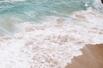 view over Atlantic ocean coast, Cabo da Roca, Portugal
Waves crashing against shoreline on Beach