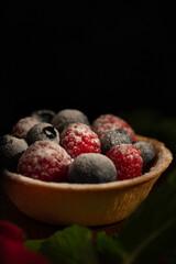 Tartlet with berries, blackberries, raspberries, blueberries.