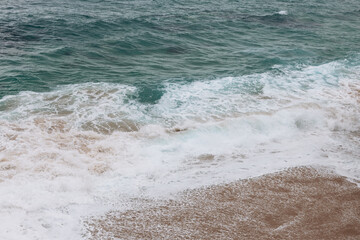 view over Atlantic ocean coast, Cabo da Roca, Portugal
Waves crashing against shoreline on Beach