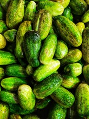 fresh cucumbers in a market