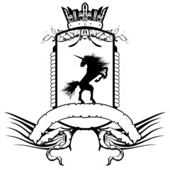 heraldic unicorn coat of arms emblem crest tattoo illustration in vector format