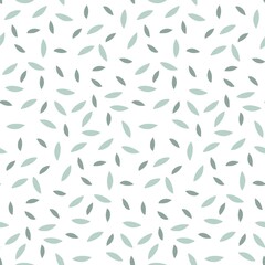 Grüne Blätter Nahtloses Muster. Grüne frische Blätter auf weißem Hintergrund. Endloser Hintergrund. Botanische Repeateg-Vektorillustration für Tapete, Verpackung, Verpackung, Textil, Scrapbooking