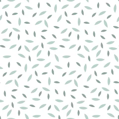 Wallpaper murals Pastel Green leaves Seamless pattern. Green fresh leaves on white background. Endless Background. Botanical repeateg vector illustration for wallpaper, wrapping, packing, textile, scrapbooking