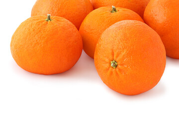 Several tangerines isolated on white