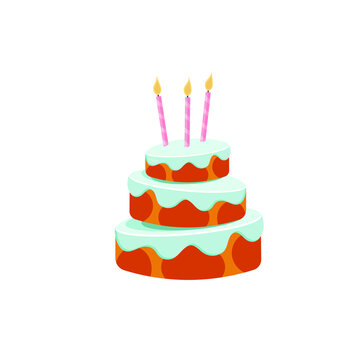 Birthday cake with candles and frosting