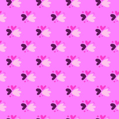 Childish pattern with flowers seamless pattern. Creative abstract heart shape wallpaper.