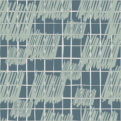 Brushstrokes and thin stripes seamless pattern. Cross Hatching endless background. Grunge backdrop.