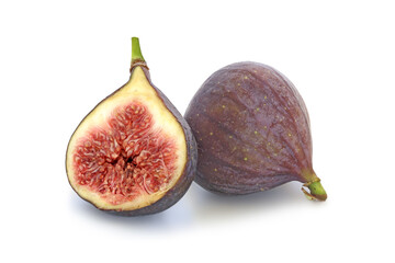 Tasty fig and half isolated on white