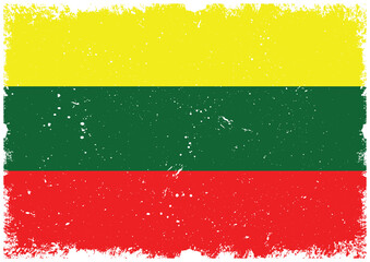 Illsutrated of Lithuania grunge flag