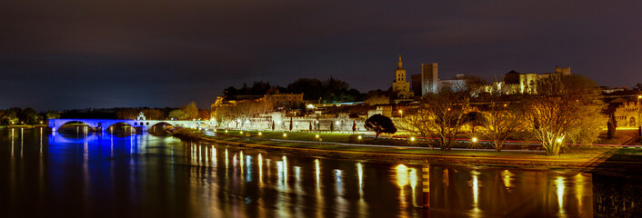 Fototapeta na wymiar Avignon Pont Saint Benetzte - Nachtpanorama
