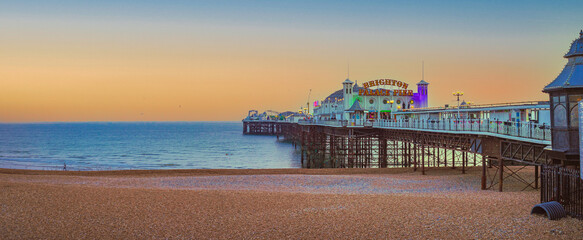 Brighton Pier, UK  during sunset - Powered by Adobe