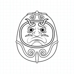 Hand drawn Daruma doll coloring page, Vector illustration eps.10