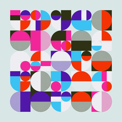 Modernism Aesthetics Inspired Vector Graphic Pattern Made With Abstract Geometric Shapes