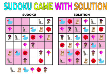 SUDOKU GAME WITH SOLUTION FOR KIDS