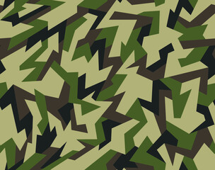 Geometric camouflage seamless pattern. Abstract modern military camo  background of polygons for fabric textile and vinyl wrap print. Endless vector illustration.