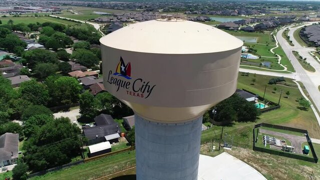 League City, Texas, Aerial Flying, Water Tower, Downtown