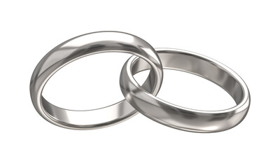 isolated white gold wedding rings.