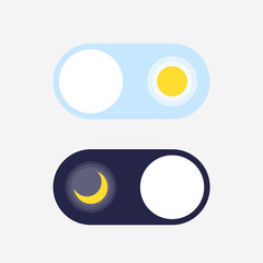 Day and Night mode switch. Sun and Moon. Sleeping mode turn on, off. On Off Switch. Light and Dark