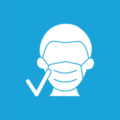  Face mask glyph icon. Covid19 prevention by medical mask. Healthcare concept.Filled flat sign. Isolated silhouette vector illustration