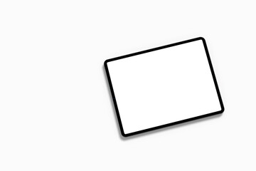 Empty screen tablet computer mock-up view on white background