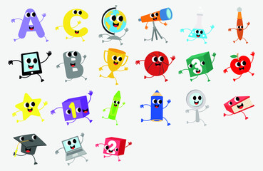 Fun, cute, moving, school objects