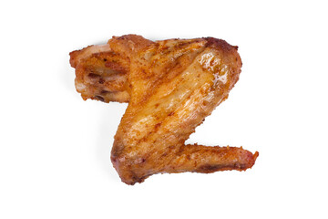 Fresh roasted chicken wing quarters on white isolated background
