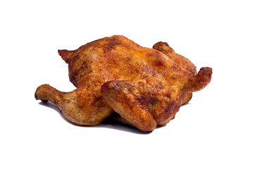 Fresh roasted chicken  on white isolated background
