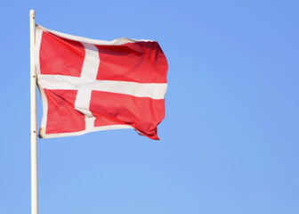 Flag of Denmark in the wind