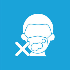  Face mask glyph icon. Dirty mask unprotect from covid19. Healthcare concept.Filled flat sign. Isolated silhouette vector illustration