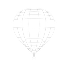 Balloon with basket in black and white on a white background.