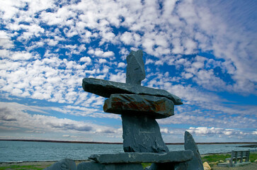 Inukshuk stones, in Manitoba Canada