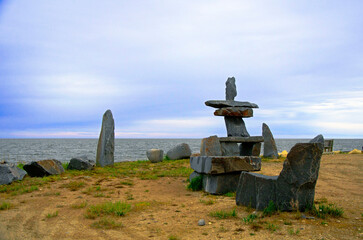 Inukshuk stones, in Manitoba Canada