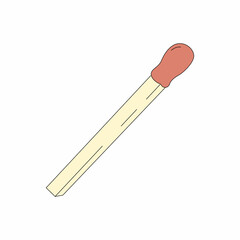 Vector illustration of a matchstick isolated on white. Fire source for grill, barbecue, or bonfire