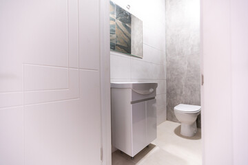 White ceiling in the office. White ceiling can reflect light well. The right light at work. Abstract empty white interior space office. copy space.