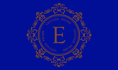 Vector logo with the letter E on a dark background. Great for logo, monogram, invitation, flyer, menu, brochure, background or any desired idea.