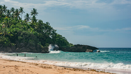 Dominican perfect beach area with huge waves
