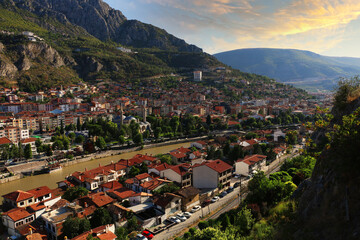 Fascinating view of the city of Amasya, also known as the city of princes. wonderful clouds coming...